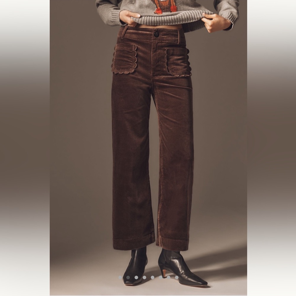 NWT Maeve by Anthropologie Chocolate Corduroy Cropped Pants